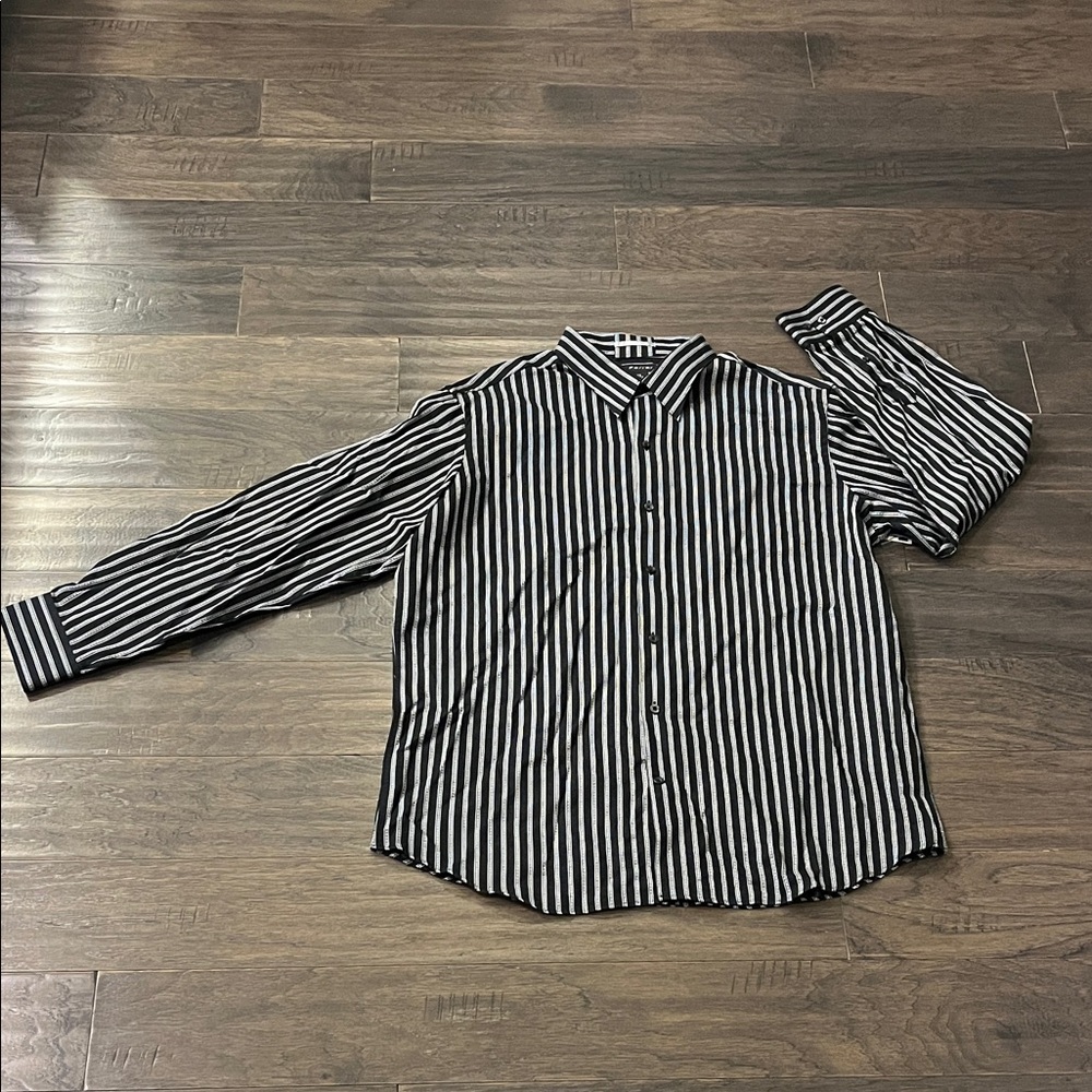 J. Ferrar black Dobby Stripe Button Down Shirt new Mens Size XL 17-17.5”